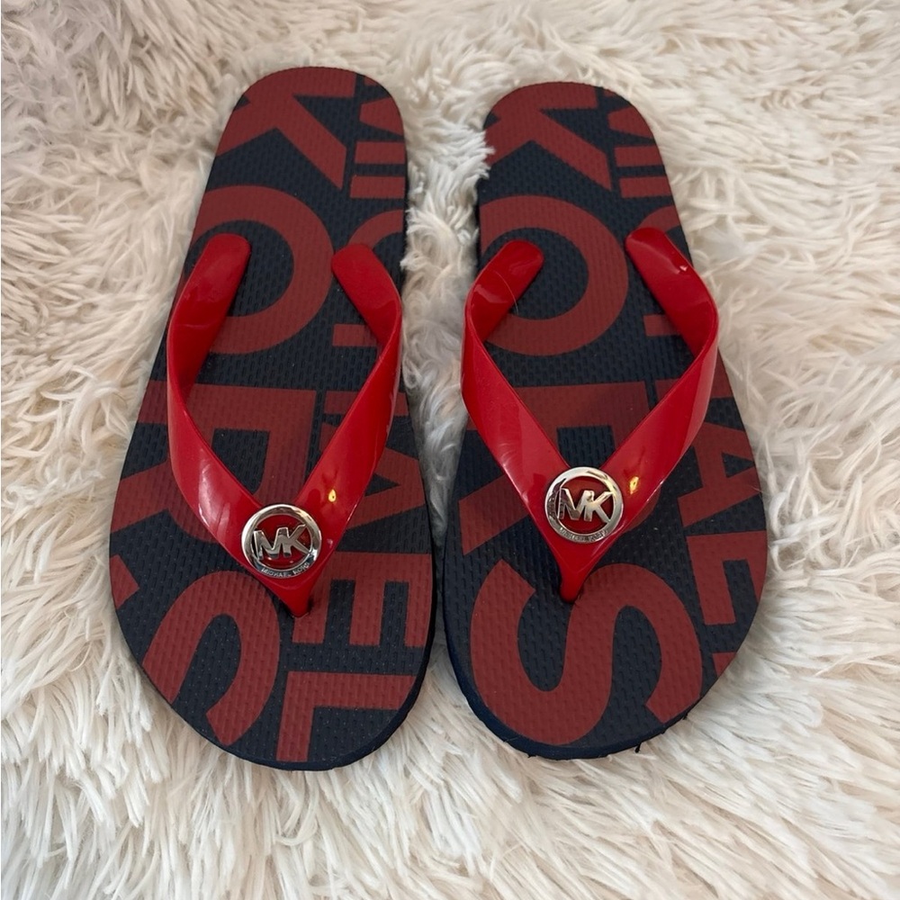 Michael Kors Flip-Flop Sandals – Red & Navy | Size 6 | Never Used